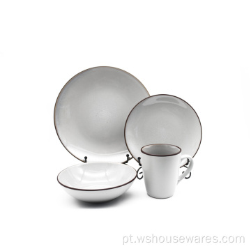 Conjuntos de dinnerware reativo personalizado com aro de ouro